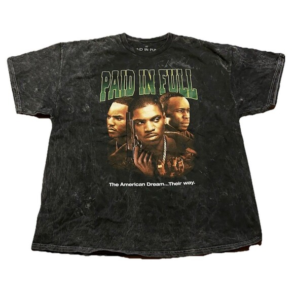 Paid in Full Movie Graphic T-Shirt Men’s 1X Black Acid Wash – Ripple Junction - Picture 1 of 3